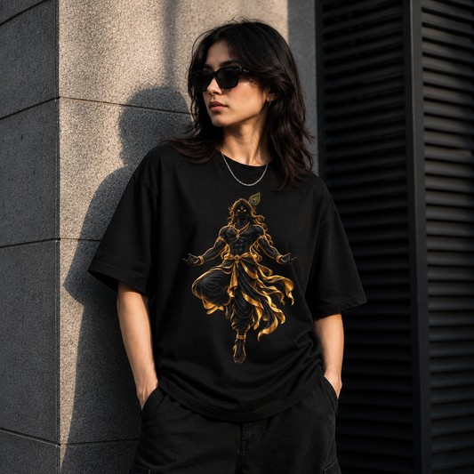Krishna Divine Energy Oversized T-Shirt | Premium Spiritual Streetwear