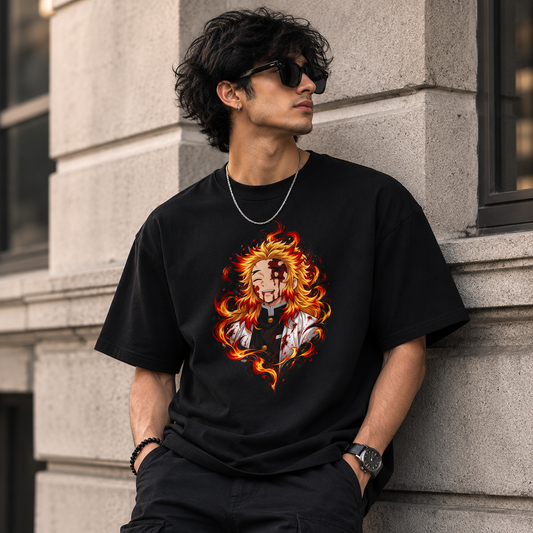 Rengoku Flame — Premium Anime Oversized T-Shirt