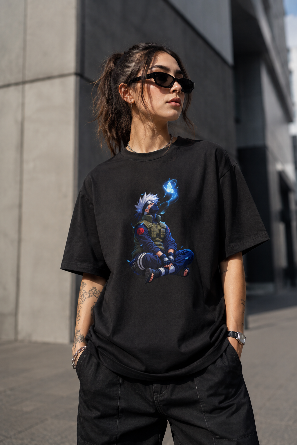 Kakashi hatake Oversized T-Shirt – Blue Energy Edition